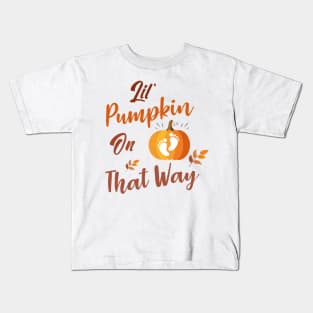 Lil Pumpkin On The Way - Girl Fall Baby Shower Pumpkin Kids T-Shirt